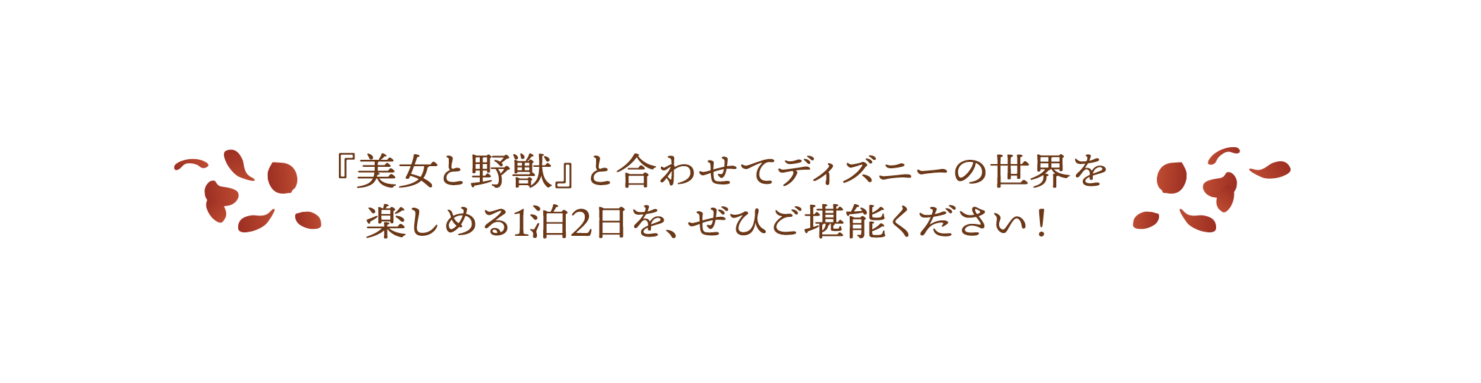 『美女と野獣』と合わせてディズニーの世界を 楽しめる1泊2日を、ぜひご堪能ください！