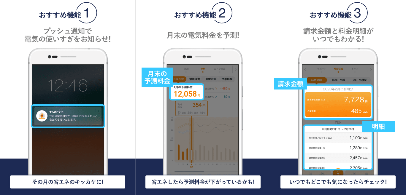 その月の省エネのキッカケに！　省エネしたら予測料金が下がっているかも！　いつでもどこでも気になったらチェック！